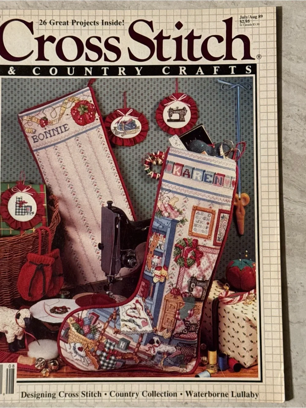 1989 Cross Stitch & Country Crafts Mag July/Aug Christmas Stockings